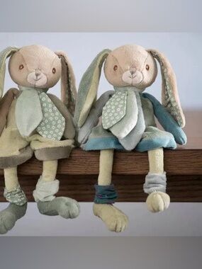Bukowski Bears Benji Dark Pants Green Plush Bunny Floral Ears Scarf GUC Swedish